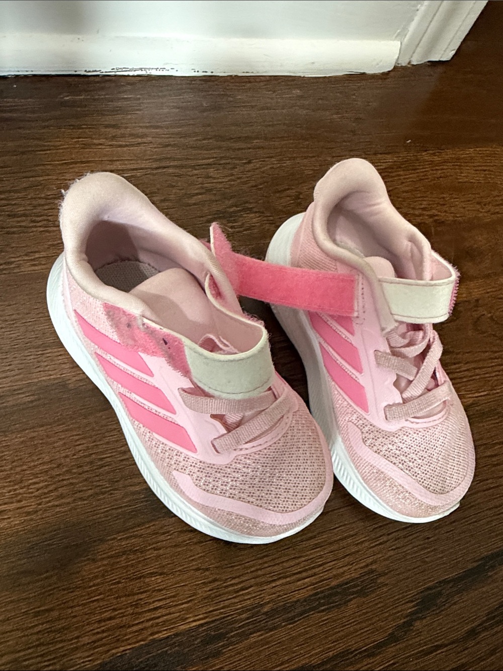 adidas Pink Kids Velcro Athletic Sneakers